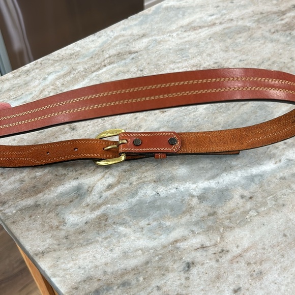 Leegin Men’s Leather Belt 32 with solid brass buckle brown - Picture 9 of 16